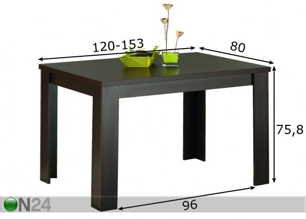 Удлиняющийся стол Standard 80x120-153 см размеры