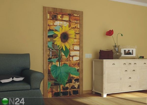 Флизелиновые фотообои Sunflower with bricks 90x202 см