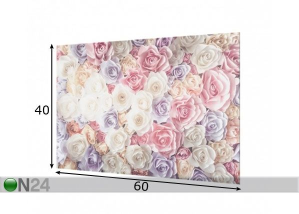 Фотостекло для кухонного фартука Pastel Paper Art Roses 1, 40x60 cm размеры