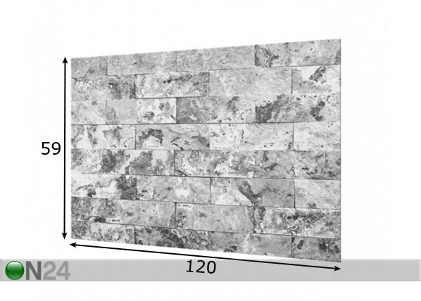 Фотостекло для кухонного фартука Stone Wall Natural Marble Grey 59x120 cm