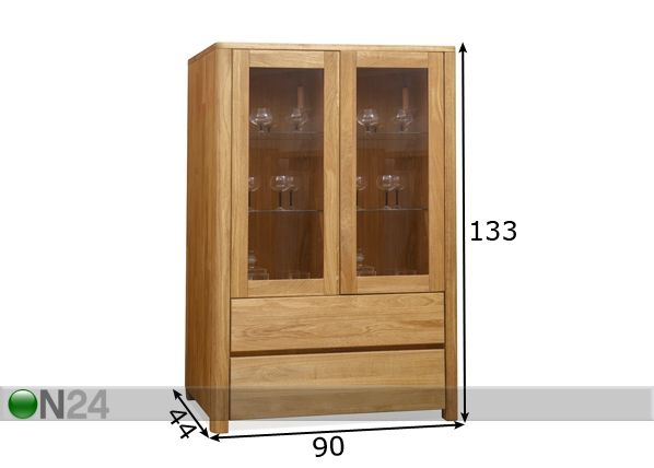 Шкаф-витрина из массива дуба Lausenne размеры
