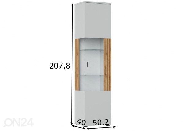 Шкаф-витрина Alverno 50 cm, светло-серый/дуб размеры