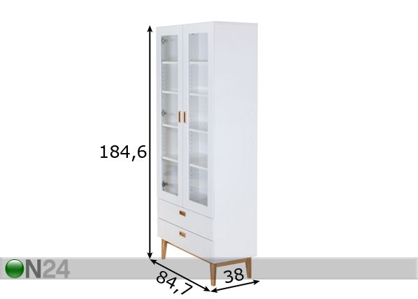 Шкаф-витрина Eelis 2U+2L размеры
