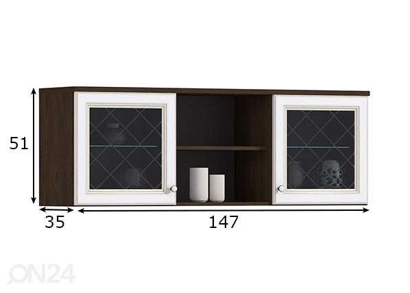 Шкаф-витрина Itaalia размеры