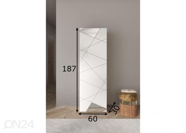 Шкаф в прихожую Vittoria 60 cm, белый глянцевый/зеркала размеры