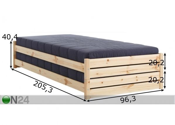 Штабелируемые кровати 90x200 cm, 2 шт размеры