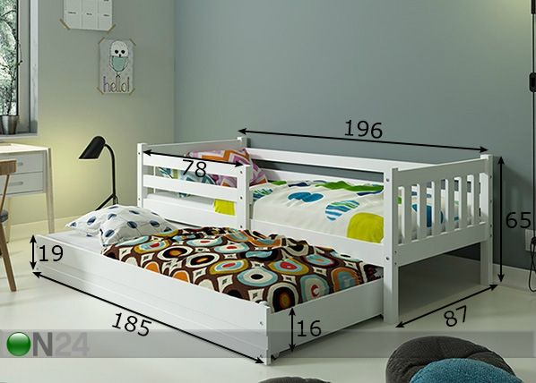 2-местная детская кровать 80x190 cm размеры