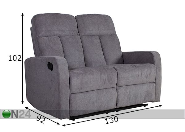 2-местный диван с механизмом подножки Flexy размеры