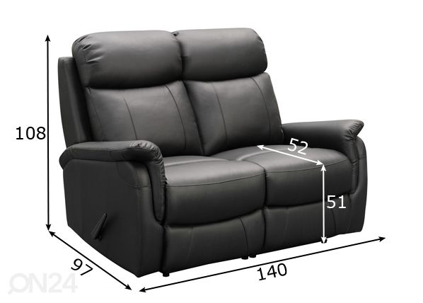 2-местный диван с механизмом подножки Victoria размеры