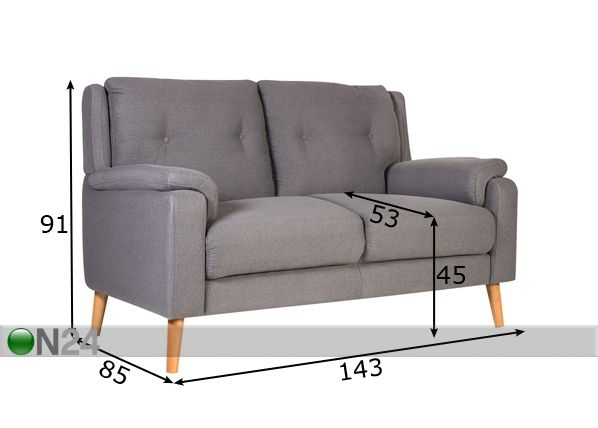 2-местный диван Luisa размеры
