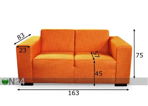 2-местный диван Nele размеры