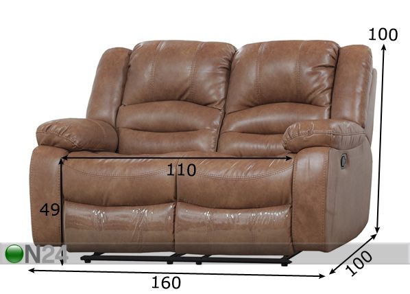 2-местный диван Relax2, светло-коричневая кожа размеры