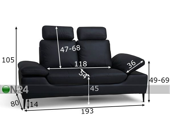 2-местный диван Viktor размеры