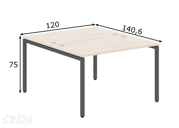 2-местный рабочий стол Xten-S 120 cm размеры