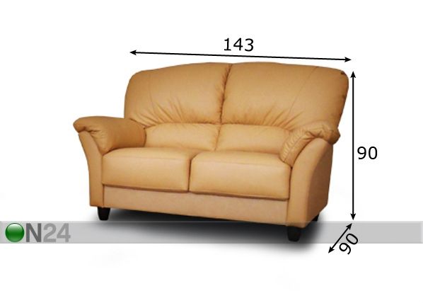 2-хместный кожаный диван Oscar размеры