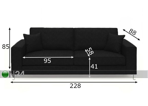 3-местный диван Atlanta размеры