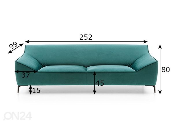 3-местный диван Austin размеры