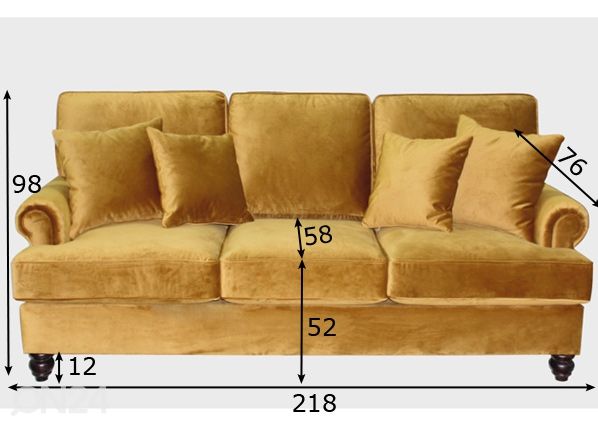 3-местный диван Bou размеры