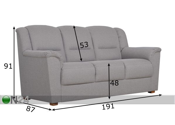 3-местный диван Camilla размеры