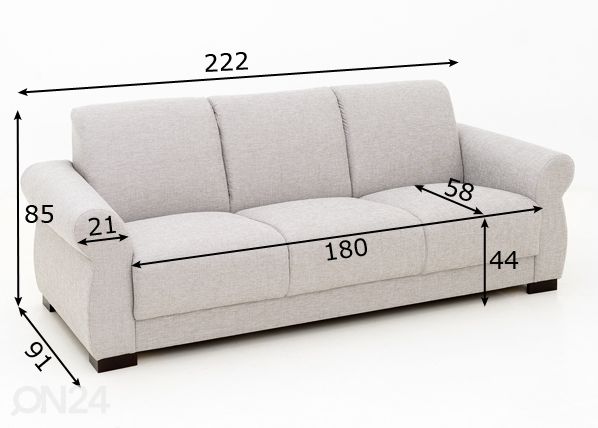 3-местный диван Coco размеры