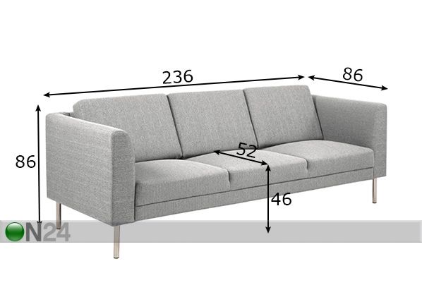 3-местный диван Copenhagen размеры