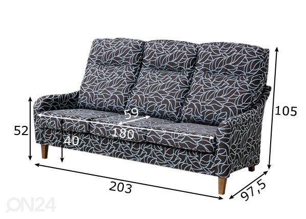 3-местный диван Gloria размеры