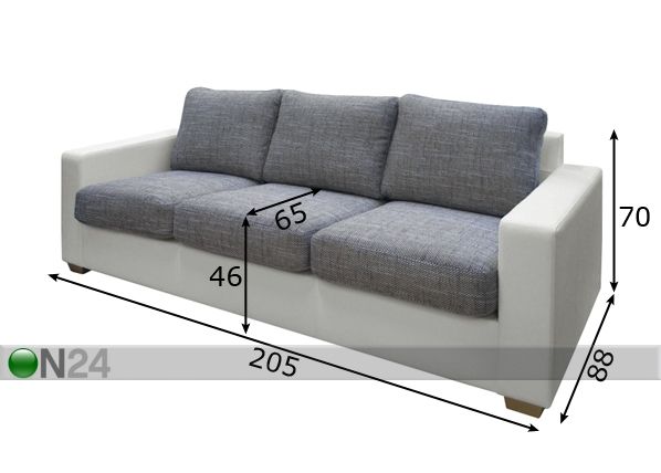3-местный диван Liisa размеры