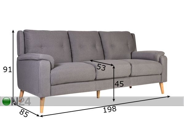 3-местный диван Luisa размеры