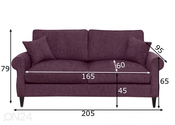 3-местный диван Malmö с перьевыми подушками, прямой размеры