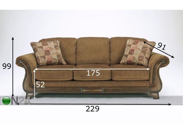3-местный диван Montgomery размеры