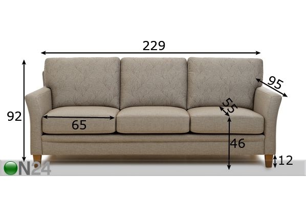 3-местный диван Otello размеры