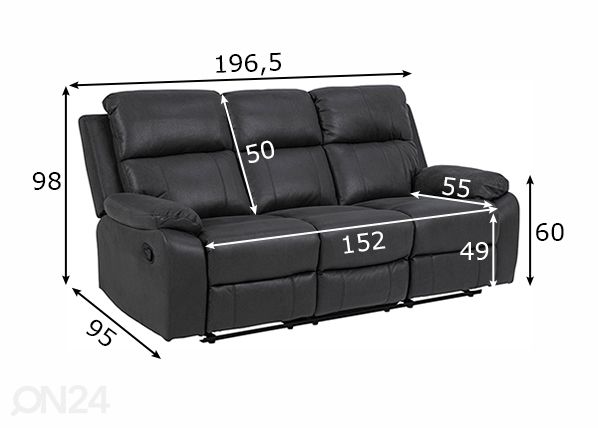 3-местный диван recliner размеры