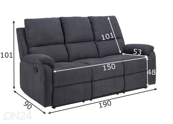 3-местный диван recliner Sabia размеры