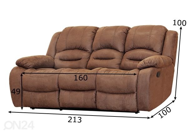 3-местный диван Relax2, золотисто-коричневый размеры