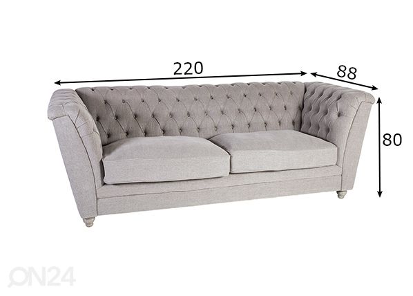 3-местный диван Watson размеры