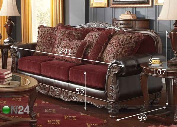 3-местный диван Weslynn размеры