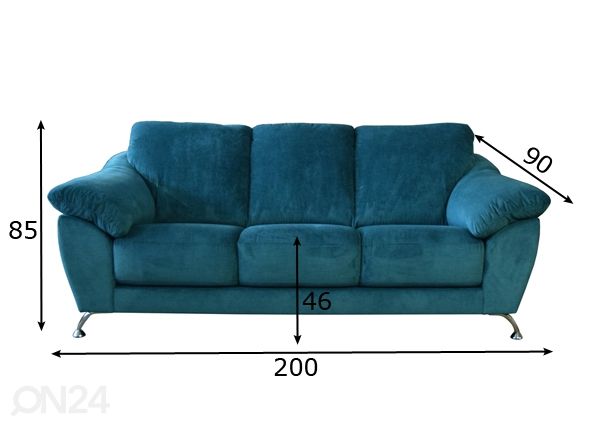 3-местный диван Zack размеры