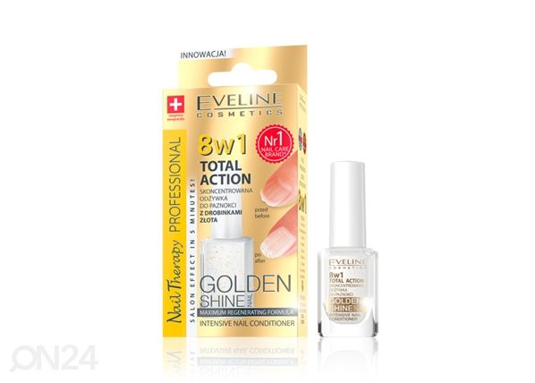 8 в 1 лак с золотистым блеском для ухода за ногтями Nail Therapy Eveline Cosmetics 12ml