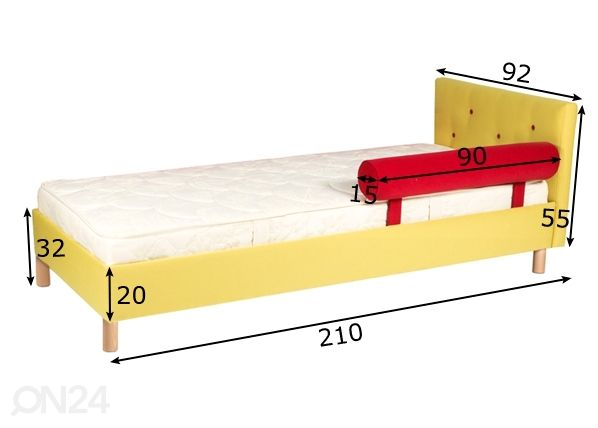 Funnest детская кровать Nest 90x200 cm + 1 рулонная подушка размеры