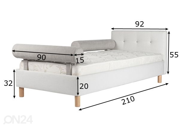 Funnest детская кровать Nest 90x200 cm + 2 рулонные подушки размеры