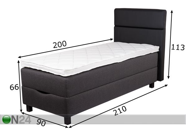 Hypnos кровать с ящиком Athena 90x200 cm + пневмо размеры