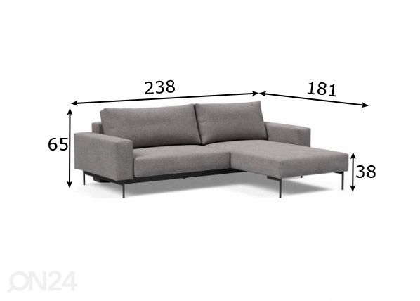 Innovation угловой диван-кровать Bragi размеры