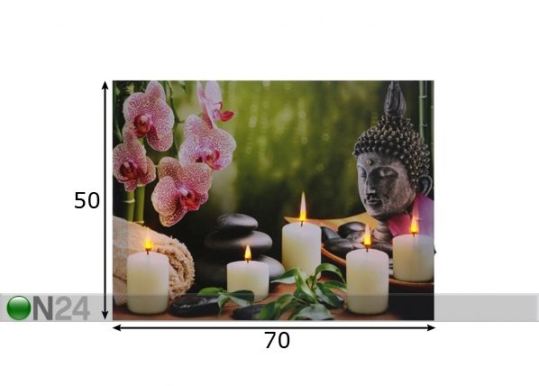 LED настенная картина Buddha with Candles & Orchids 50x70 см размеры