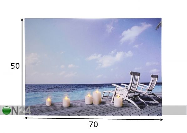 LED настенная картина Candles & Beach 50x70 см размеры
