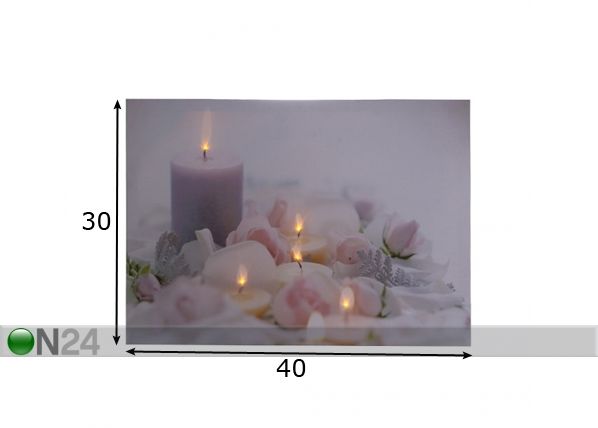 LED настенная картина Candles & Rose Blossom 30x40 см размеры