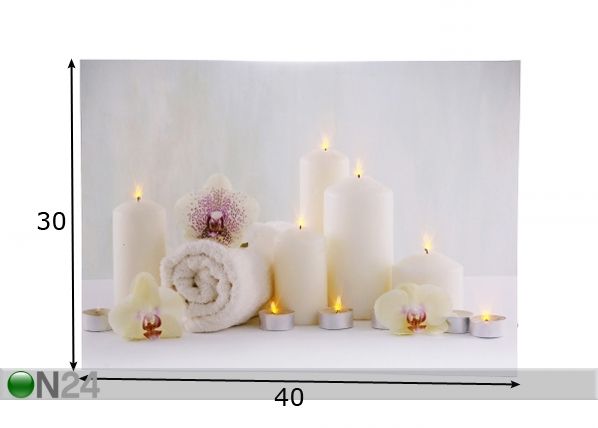 LED настенная картина Candles & Towels 30x40 см размеры