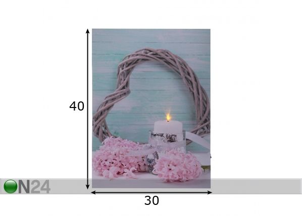 LED настенная картина Heart & Candle 40x30 см размеры