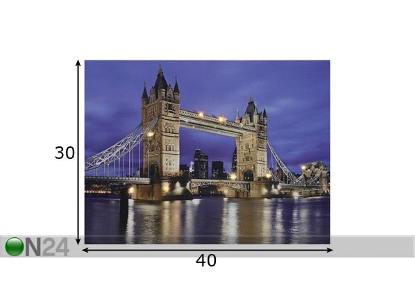 LED настенная картина Tower bridge 40x30 см размеры