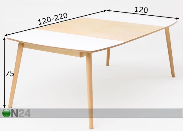 Radis удлиняющийся обеденный стол Nam-Nam 120x120-220 cm размеры