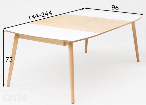Radis удлиняющийся обеденный стол Nam-Nam 96x144-244 cm размеры